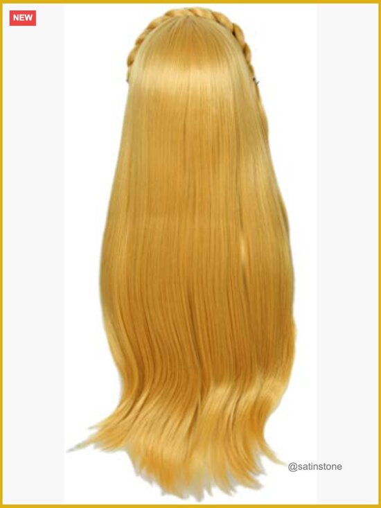 Long Blonde Wig Halloween Cosplay with 2 Elf Ears Heat Resistant